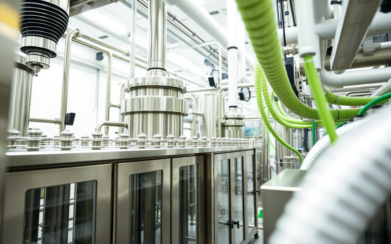 Detail of stainless process equipment and valve manifold