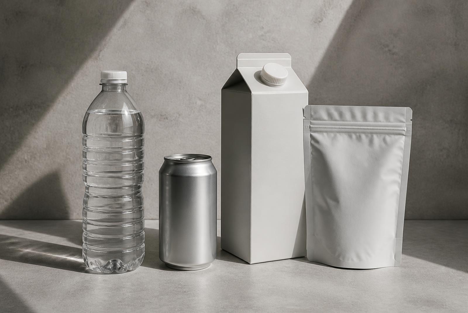 Unbranded bottle, can, carton and pouch pack formats